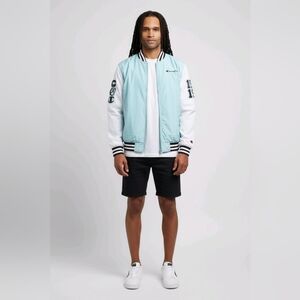 Champion Jacket Mens 2XL White Blue Red 1919 Bomber Varsity Windbreaker Retro